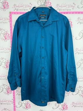 Bellissimo wrinkle free Men's Teal Long-Sleeve Dress Shirt